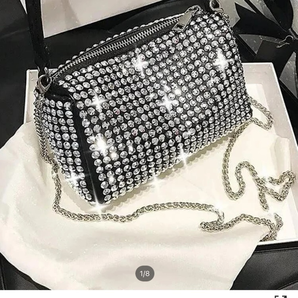 Glamorous Mini Rhinestone Decor Chain Square Bag ❕✨